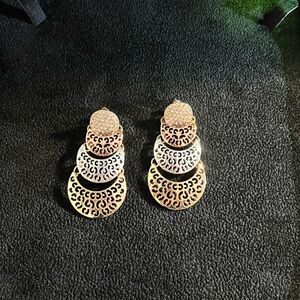 Elegant Gold and Silver tone Tiered Earrings